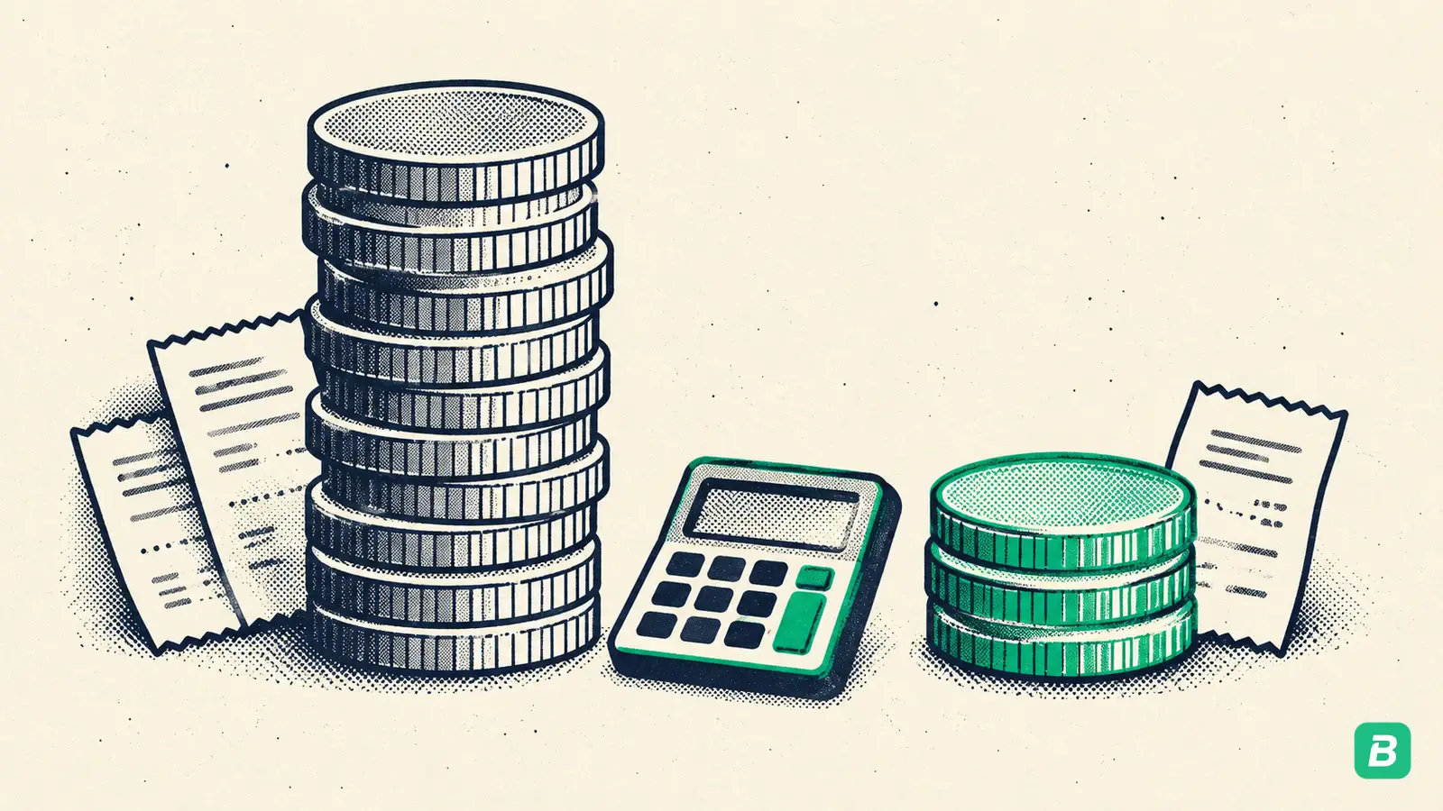 A tall coin stack beside a short one, traditional versus modern cost