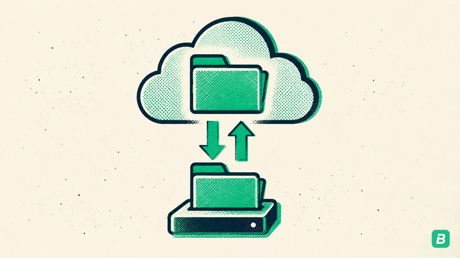A cloud folder mirrored to a second local copy