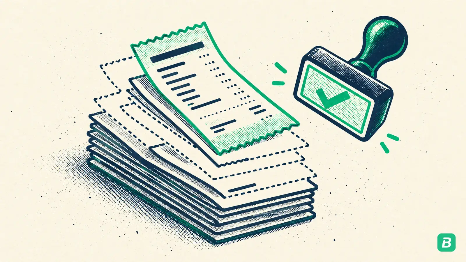 A receipt stack with gaps where missing receipts were