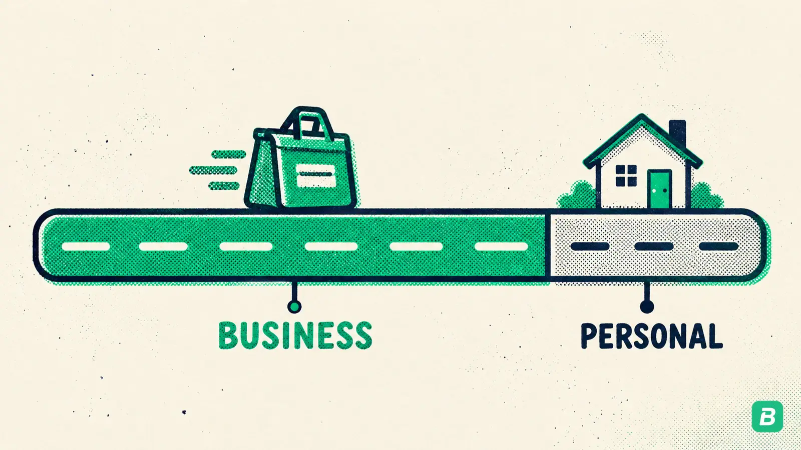 A road bar split into business and personal kilometres