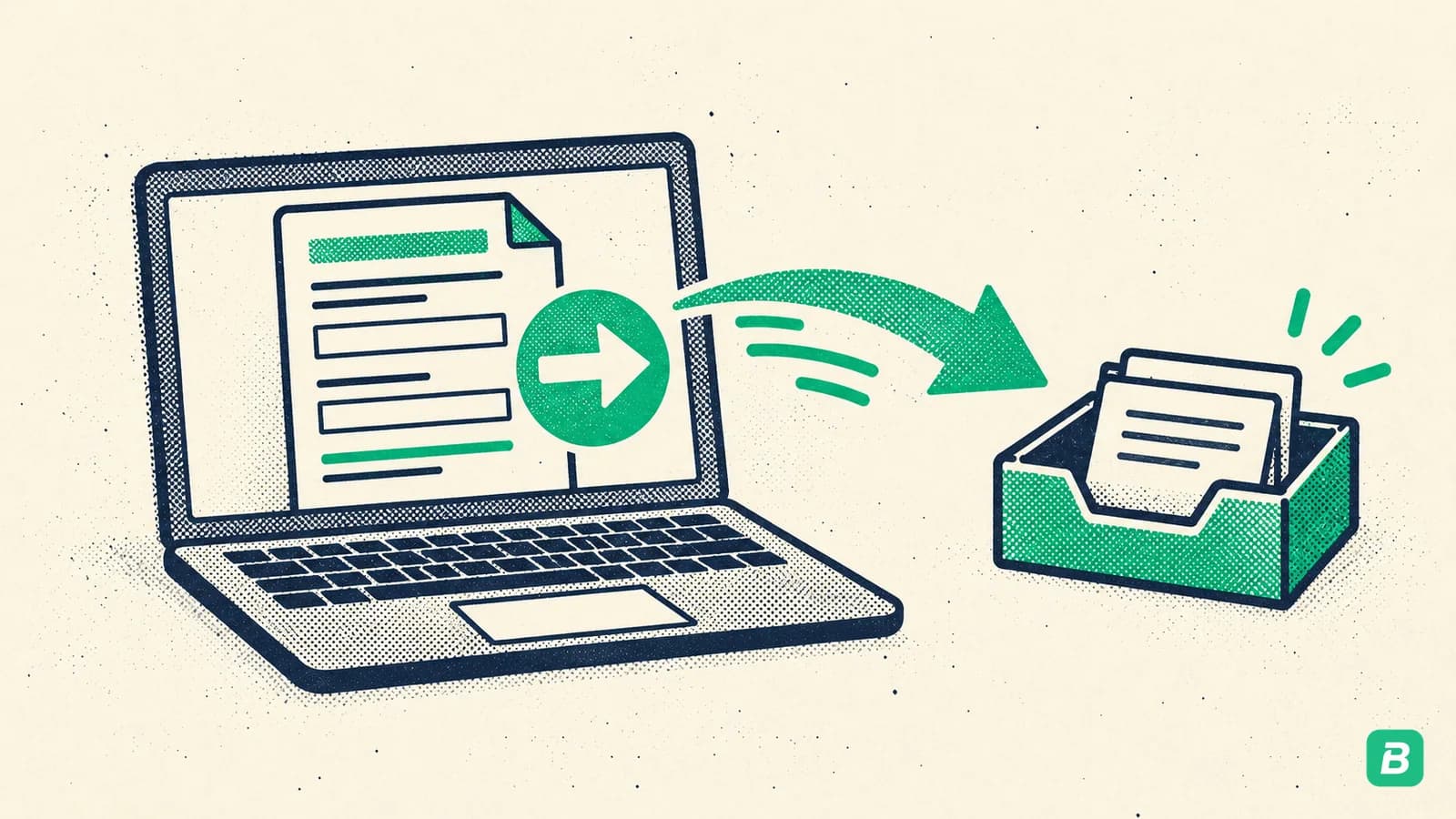 A laptop sending a completed return