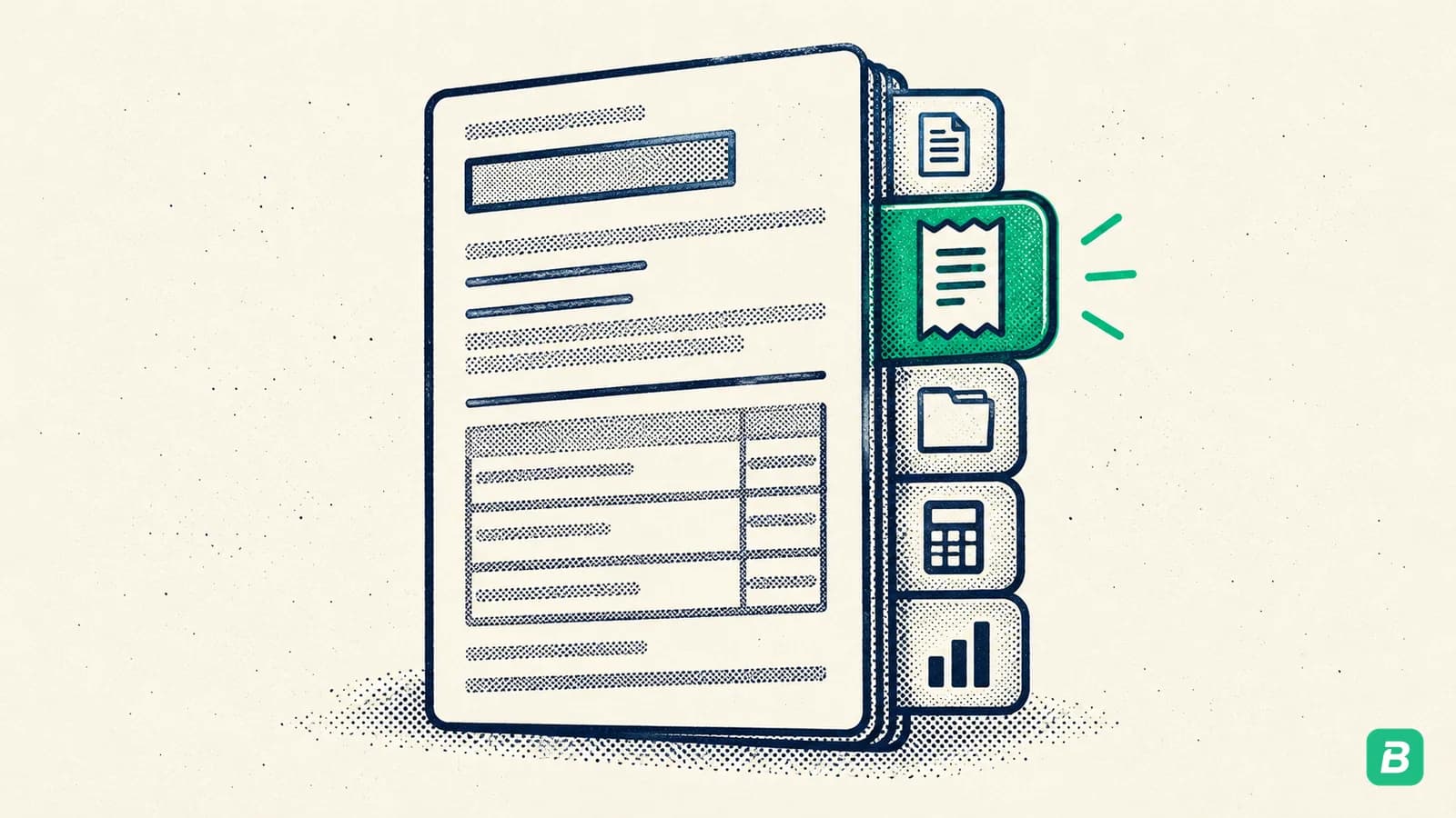 A tax form with section tabs, the expense section pulled forward