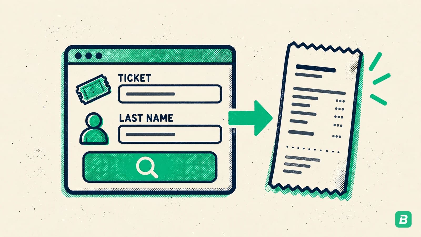 A two-field lookup form opening a receipt