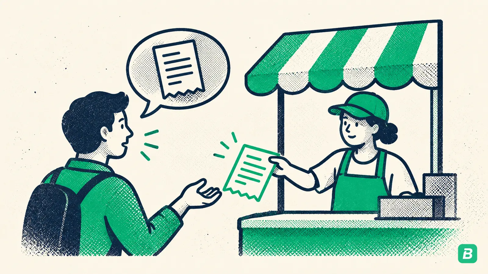 A buyer asking a seller for an invoice