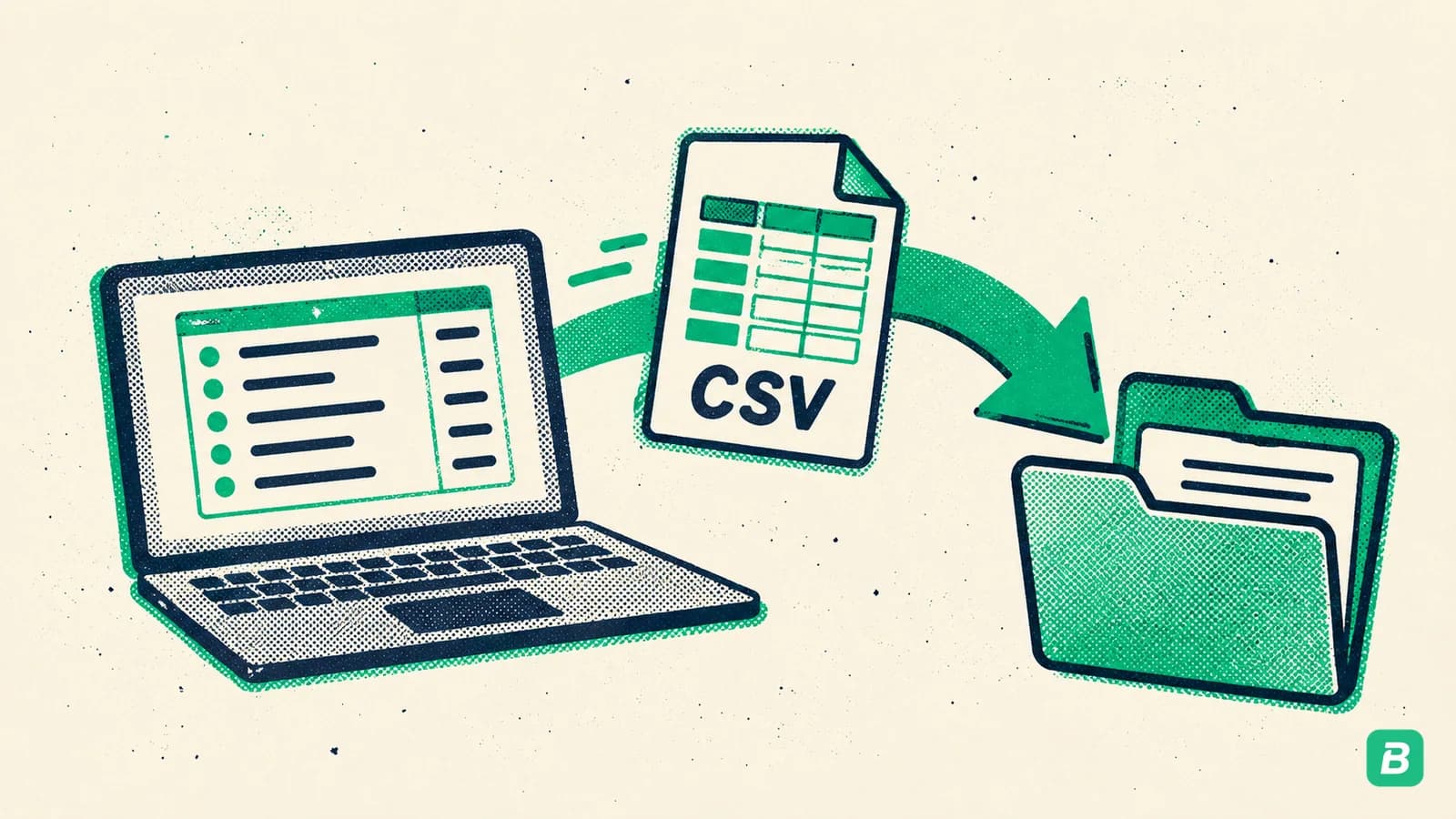 A transaction list exporting to a spreadsheet