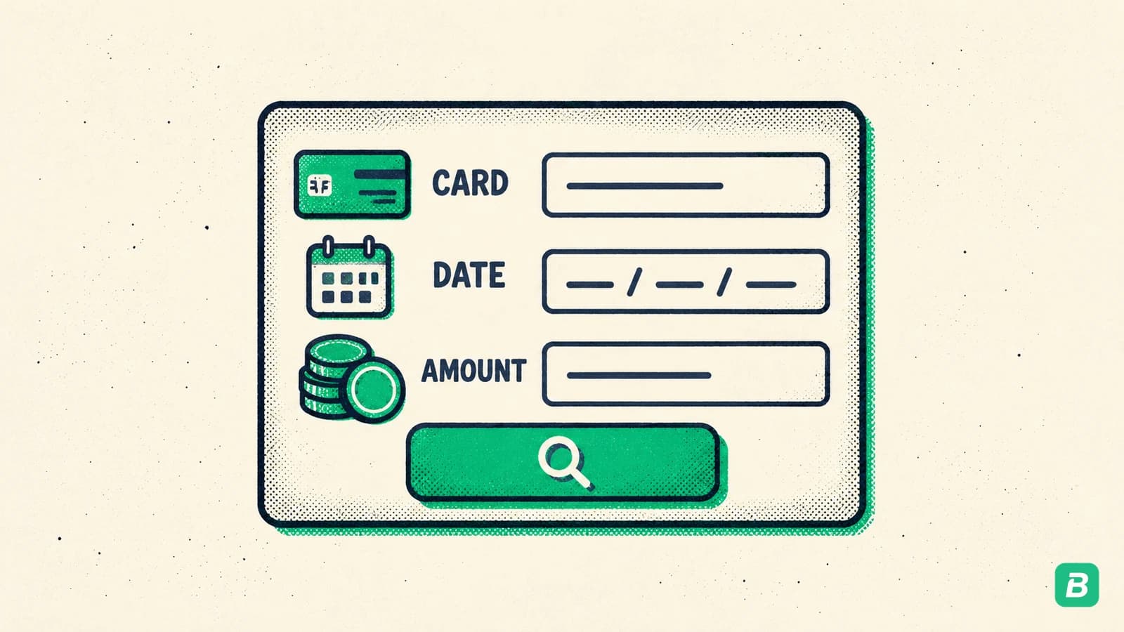 A receipt lookup form using card, date and amount