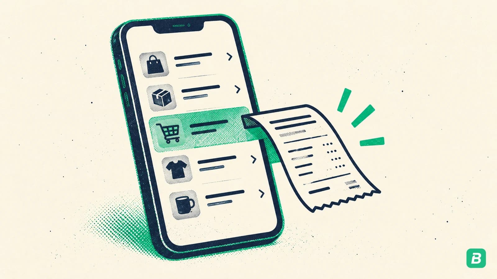 A phone purchase history opening one receipt