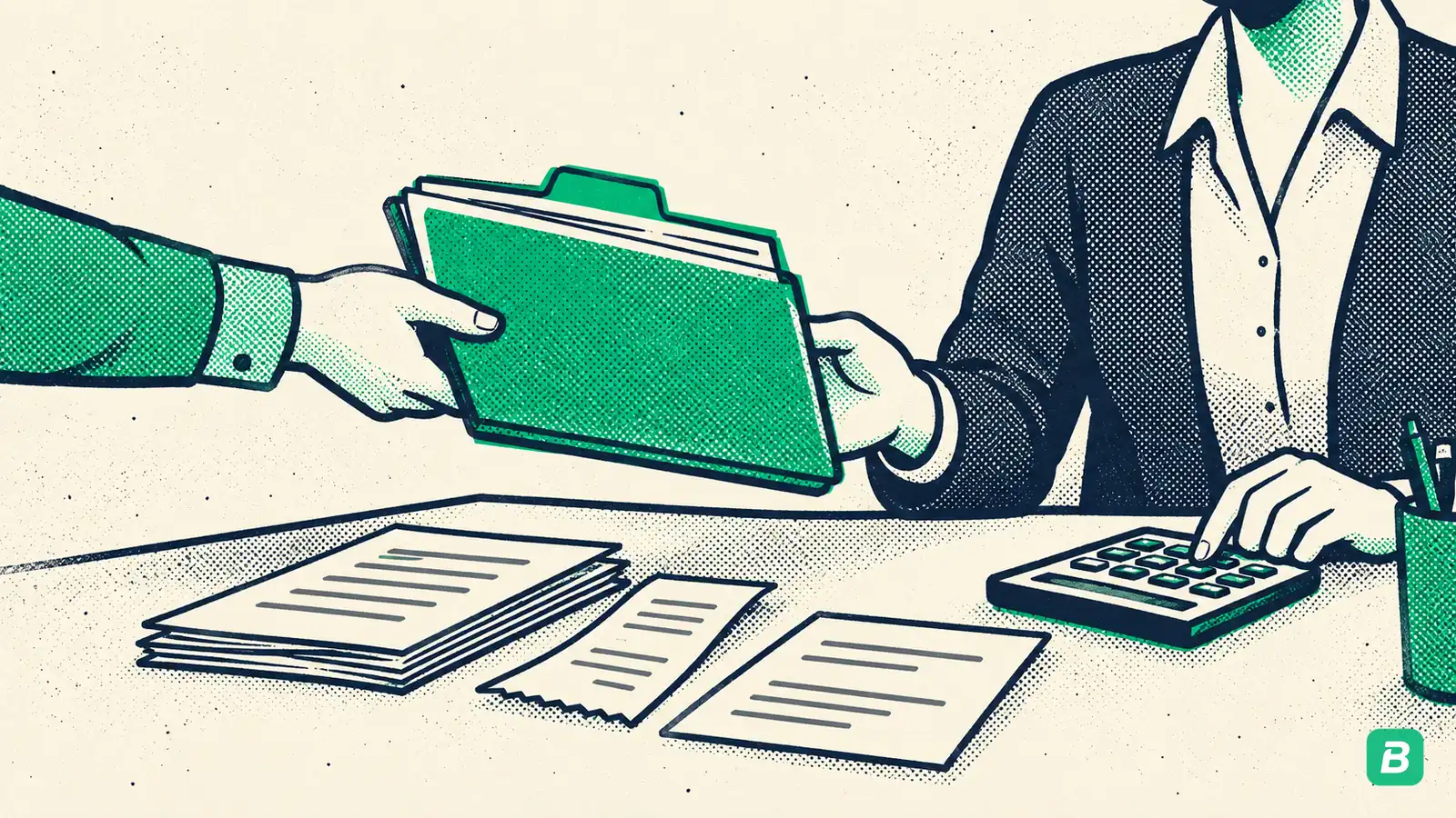 A tidy folder handed to an accountant