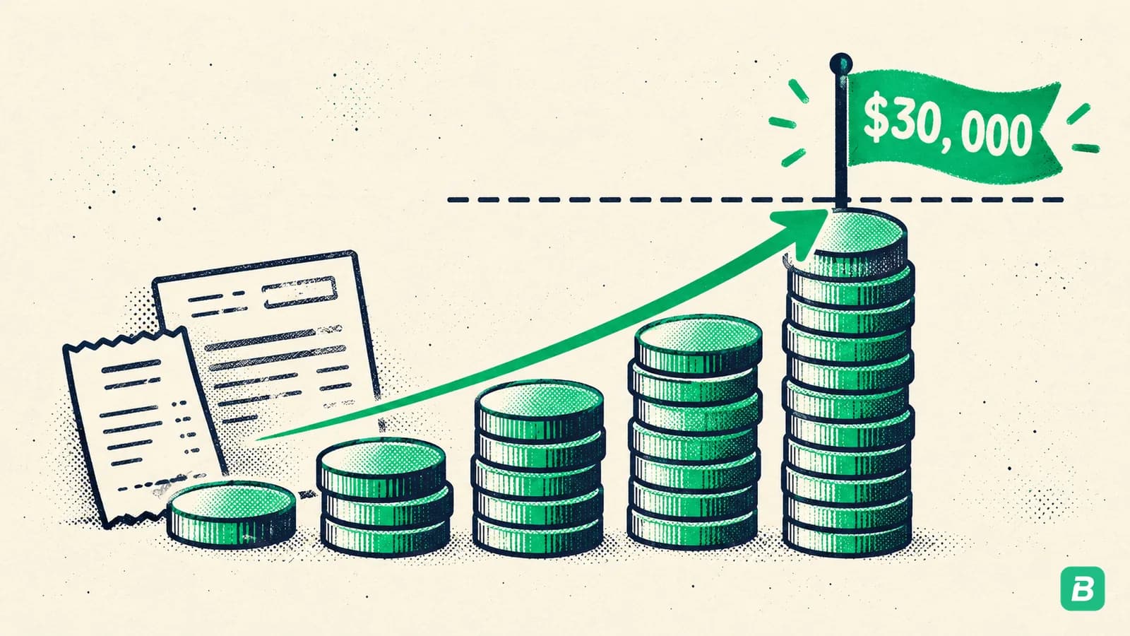 A revenue stack rising to the registration line