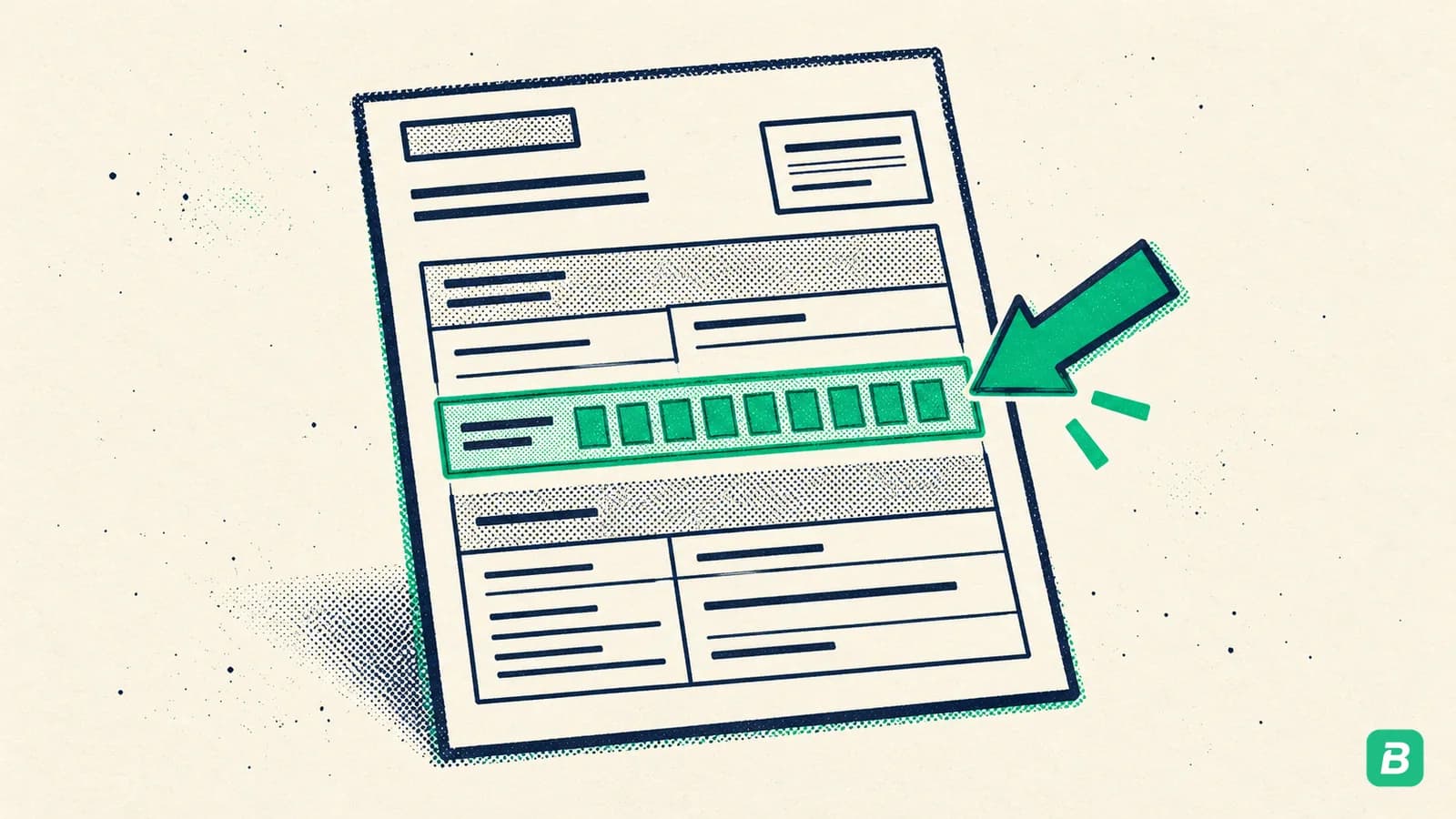 A form with the business number row highlighted
