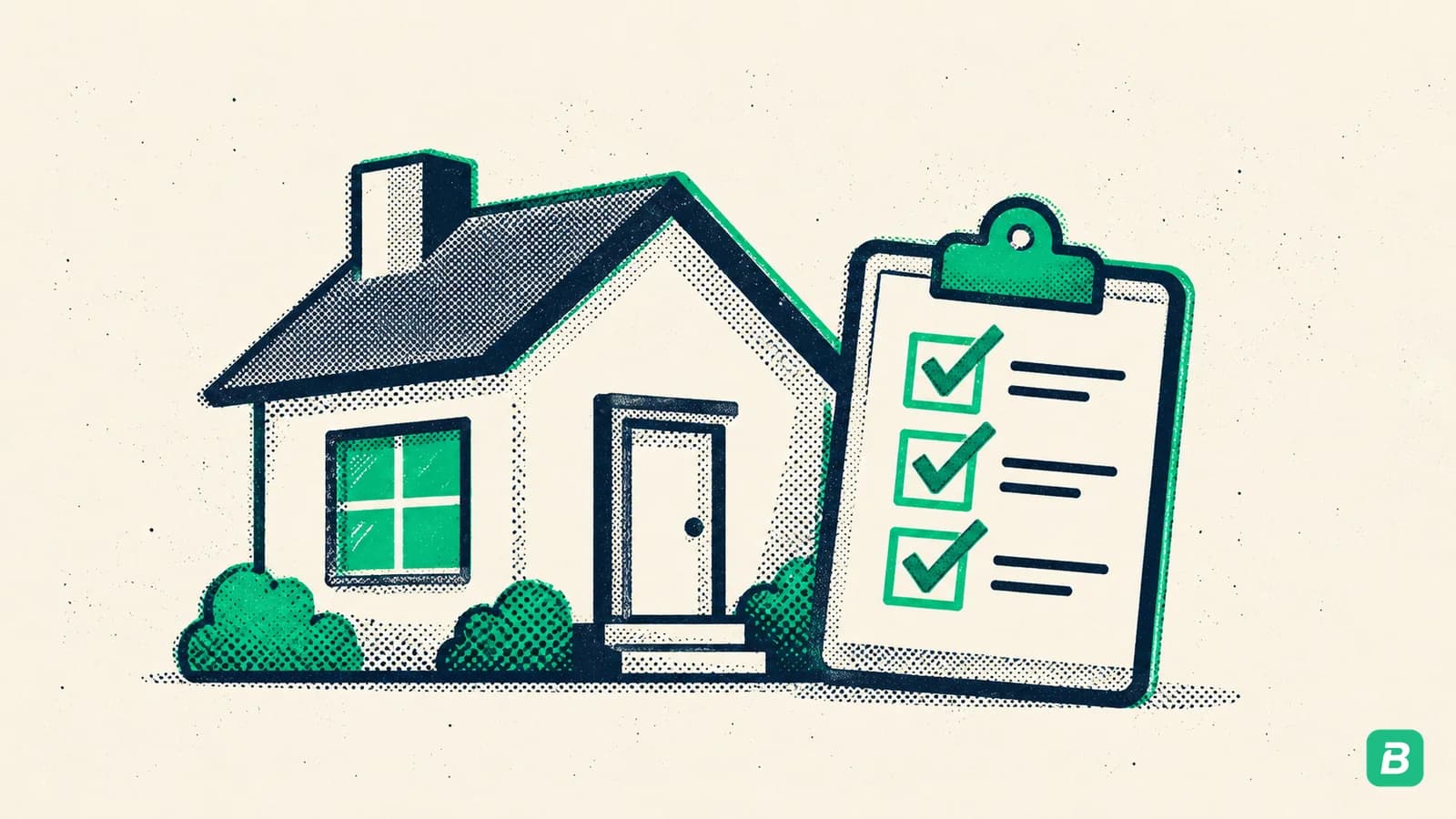A house beside a short checklist