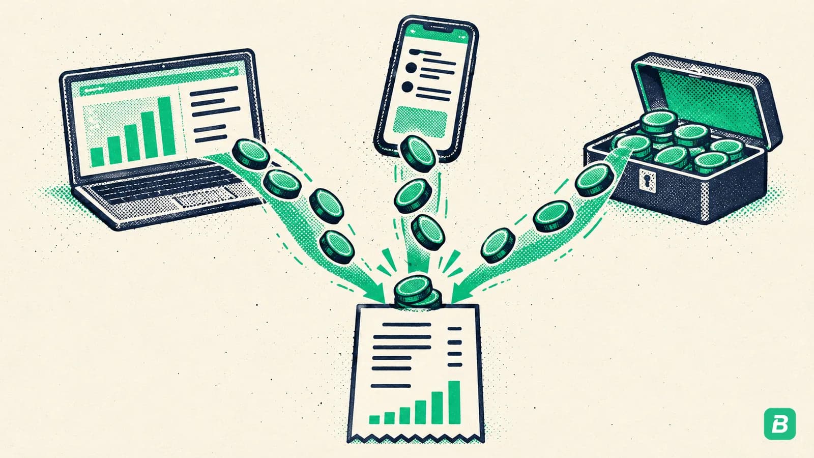 Income streams pouring into one revenue line