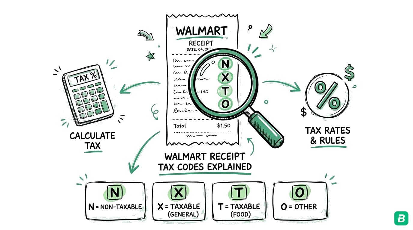 Walmart Receipt Tax Codes Explained: What Tax 1, Tax 2 & Letters Mean (2026)